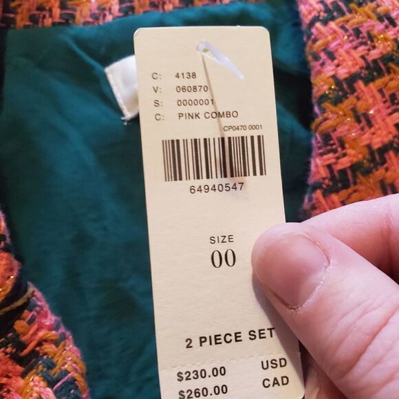 NWT Anthrpologie Maeve tweed pink combo jacket sz 00 - Picture 7 of 8